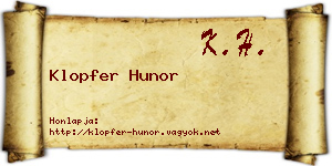 Klopfer Hunor névjegykártya
